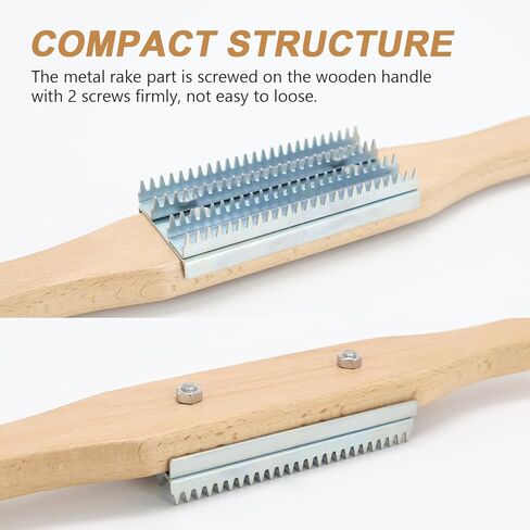 مشط عجلة التلميع - مشط مركب تلميع بمقبض خشبي، منظف عجلة التلميع لإزالة المركب، عبوة واحدة باللون الفضي in Kuwait