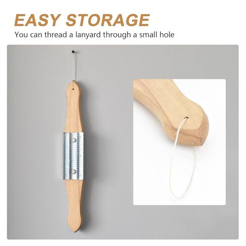 مشط عجلة التلميع - مشط مركب تلميع بمقبض خشبي، منظف عجلة التلميع لإزالة المركب، عبوة واحدة باللون الفضي in Kuwait