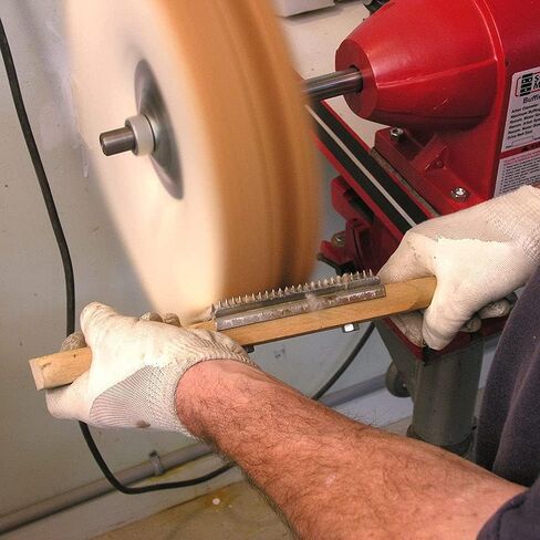 مشط عجلة التلميع - مشط مركب تلميع بمقبض خشبي، منظف عجلة التلميع لإزالة المركب، عبوة واحدة باللون الفضي in Kuwait