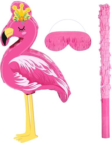 Threan Small Pig Piñata Hawaiian Party Decorations Pink Pig Piñata مع عصا معصوبة العينين في صيف هاواي ألوها الاستوائية لوازم عيد ميلاد ، 16.5 × 12.4 × 3.1 بوصة in Kuwait