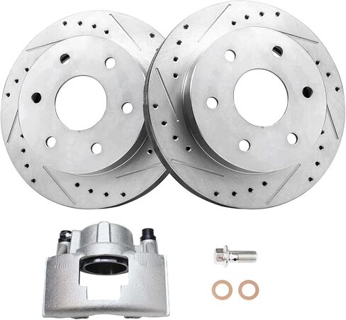 Detroit Axle - Rear Brake Rotors for Ford 2003-2011 Crown Victoria Mercury Grand Marquis Marauder Drilled & Slotted Brake Rotors 2004 2005 2006 2007 2008 2009 2010 Replacement [11.61" inch Rotors] in Kuwait