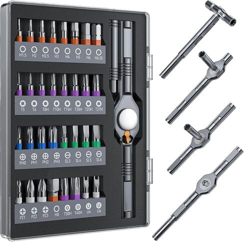 مجموعة مفك براغي بسقاطة مغناطيسية بمقبض 32 في 1، [تجمع بحرية بين 5+ أنماط قبضة] مفك براغي، مجموعات مفاتيح ألين السقاطة، مجموعة أدوات إصلاح للكمبيوتر والدراجات والأثاث والإلكترونيات in Kuwait