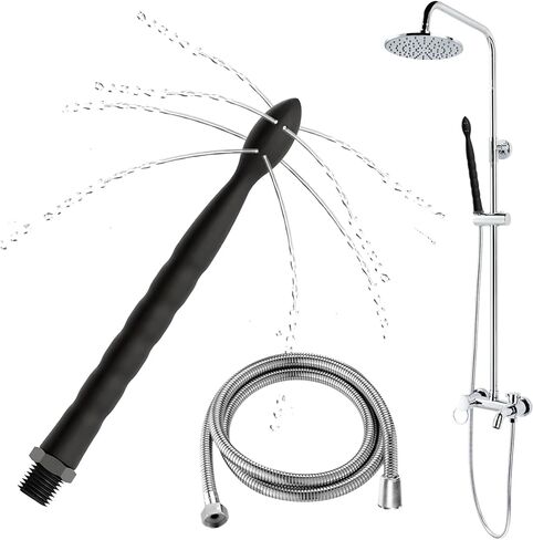 مجموعة حقنة شرجية فاخرة للاستحمام مع خرطوم 59 بوصة وفوهة سيليكون 24 سم مع 8 فتحات - نظام الدوش الشرجي والمهبلي لتنظيف القولون، طقم ري الحقن الشرجية للرجال والنساء in Kuwait