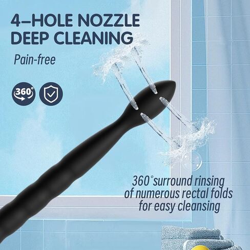 مجموعة حقنة شرجية فاخرة للاستحمام مع خرطوم 59 بوصة وفوهة سيليكون 24 سم مع 8 فتحات - نظام الدوش الشرجي والمهبلي لتنظيف القولون، طقم ري الحقن الشرجية للرجال والنساء in Kuwait