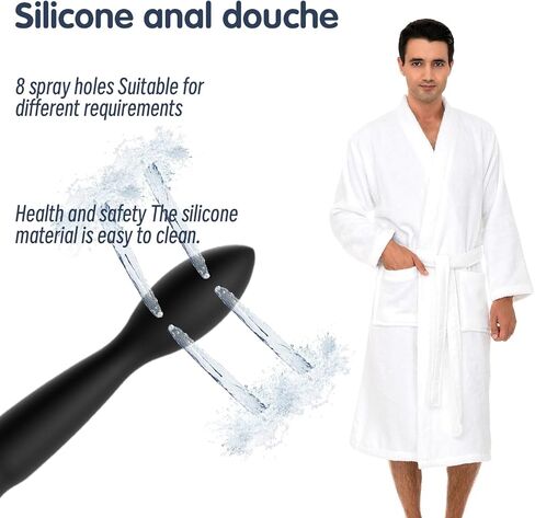 مجموعة حقنة شرجية فاخرة للاستحمام مع خرطوم 59 بوصة وفوهة سيليكون 24 سم مع 8 فتحات - نظام الدوش الشرجي والمهبلي لتنظيف القولون، طقم ري الحقن الشرجية للرجال والنساء in Kuwait