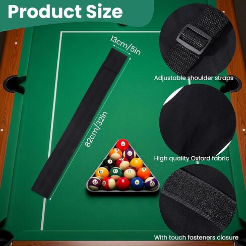 Pool Cue Case 2x2, Pool Stick Case for Holding 2 Butts & 2 Shafts Black Billiard Cue Stick 32 Inches Long Pool-Cue Sticks Bag Sturdy Polyester Billiard-Cue Bag with Shoulder Strap for Men Women in Saudi Arabia
