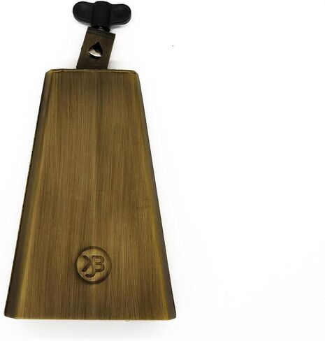 جرس بقر لاتيني مع حامل، جرس قرع مصنوع يدويًا من الفولاذ بلمسة نهائية برونزية لمجموعة الطبول، درجة سطوع عالية، نمط عتيق للحفلات الموسيقية والرياضة والعصابات in Kuwait