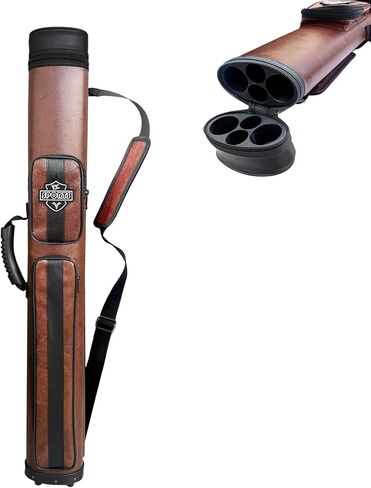 2×2 Oval Hard-Shell Pool Cue Case Premium Waterproof Leather Billiard Carrier with Reinforced Base & Padded Strap in Saudi Arabia