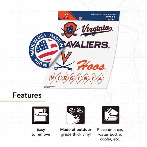 ملصق جامعة صبار الصحراء في فيرجينيا كافالييرز UVA Wahoosr شارات الفينيل زجاجة مياه للكمبيوتر المحمول ورقة قصاصات السيارة T2 (النوع 2-2) in Kuwait