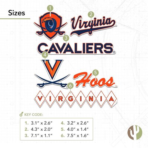 ملصق جامعة صبار الصحراء في فيرجينيا كافالييرز UVA Wahoosr شارات الفينيل زجاجة مياه للكمبيوتر المحمول ورقة قصاصات السيارة T2 (النوع 2-2) in Kuwait