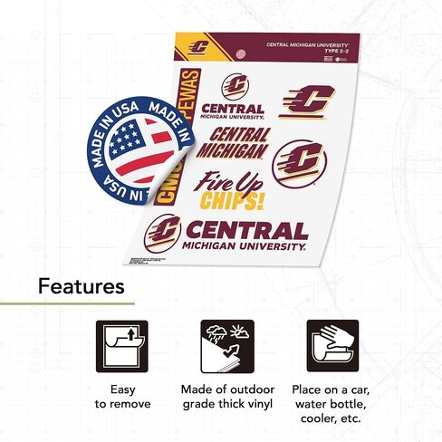 ملصق جامعة ميشيغان الوسطى لصبار الصحراء CMU Chippewasr شارات الفينيل زجاجة مياه للكمبيوتر المحمول ورقة قصاصات السيارة T2 (النوع 2-2) in Kuwait