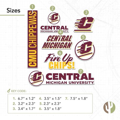 ملصق جامعة ميشيغان الوسطى لصبار الصحراء CMU Chippewasr شارات الفينيل زجاجة مياه للكمبيوتر المحمول ورقة قصاصات السيارة T2 (النوع 2-2) in Kuwait