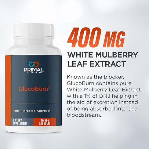 مكمل دعم جلوكو بيرن من Primal Labs مع مستخلص أوراق التوت الأبيض وحمض ألفا ليبويك، 90 كبسولة نباتية in Kuwait
