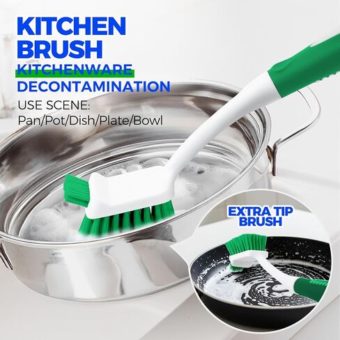 Holikme Cleaning Brush Set for Household Use, Scrub Brush, Kitchen Brush, Tile Lines Brush for Bathroom, Floor, Tub, Shower and Kitchen Surface (Green) in Saudi Arabia