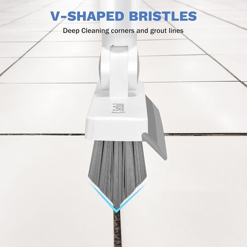 SetSail Grout Cleaner Brush with Long Handle, V-Shaped Floor Scrub Brush Swivel Grout Brush Stiff Bristle Floor Grout Scrubber for Bathroom, Tile Line, Crevice, Kitchen, Wall, Deck, Garage, White Grey in Saudi Arabia