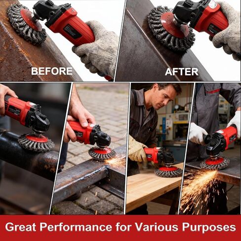 6 Pack Wire Wheel Brush for 4-1/2" Angle Grinder, 5/8" Threaded Arbor, 0.02" Carbon Steel Twisted Wire Brush for Rust Removal, Weld Cleaning in Saudi Arabia