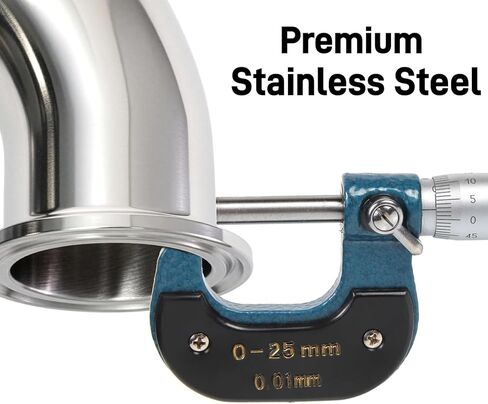 2 Pack 1.5" Tube ID Sanitary Ferrule Elbow, 90 Degree Elbow with 4 Silicone Gaskets, 304 Stainless Steel Sanitary Pipe Fitting, Tri Clamp Fitting Ferrule OD 2"/50 mm for Plumbing, Easy Install in Kuwait