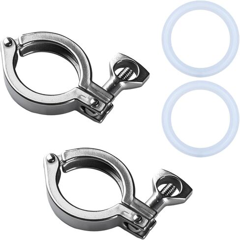 2 Pack Stainless Steel 304 Tri Clamp with 2pc Silicone Gasket, Single Pin Heavy Duty Tri-clamp with Wing Nut Generic Ferrule (2.5 inch- 2 Pack) in Saudi Arabia
