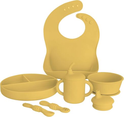 أساسيات التغذية: لوازم الفطام LED LED مع أطباق الأطفال ، مرايل السيليكون ، ملاعق الأطفال ، أكواب sippy ، ألواح الأطفال الصغيرة ومجموعة الأوعية - هدايا استحمام الطفل (بحيرة) in Kuwait