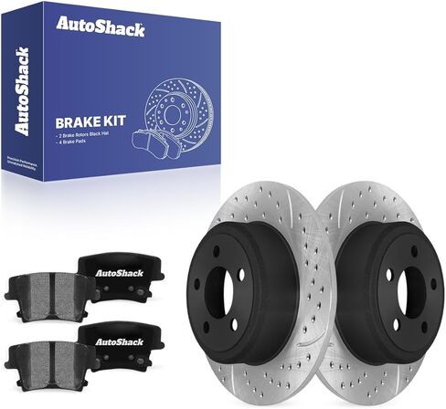 استبدال مجموعة الفرامل الخلفية Autoshack ل Dodge Charger Chrysler 300 V6 RWD حفر ومقاطع فرامل القرص المغلفة إلكترونية دوارات الفرامل السوداء السيراميك 12.59 319.9 مم SCD1057-PR63023 in Saudi Arabia