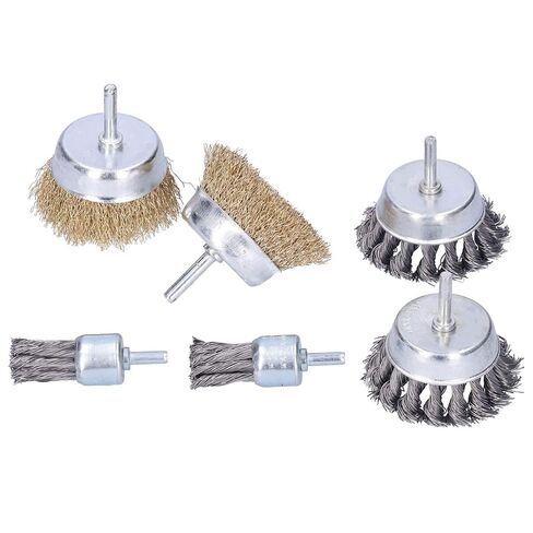 6Pcs Heavy Duty Twisted Steel Wire Brush Set for Rust Removal Paint Stripping and Metal Deburring High Carbon Steel Wire Drill Brush Attachments for Grinding and Preparatio in Saudi Arabia