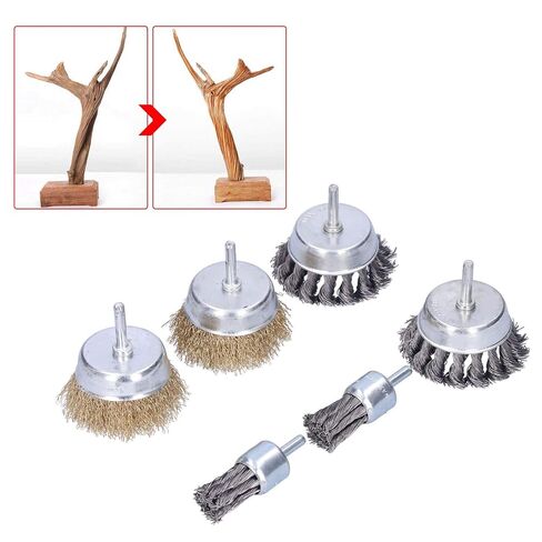 6Pcs Heavy Duty Twisted Steel Wire Brush Set for Rust Removal Paint Stripping and Metal Deburring High Carbon Steel Wire Drill Brush Attachments for Grinding and Preparatio in Saudi Arabia