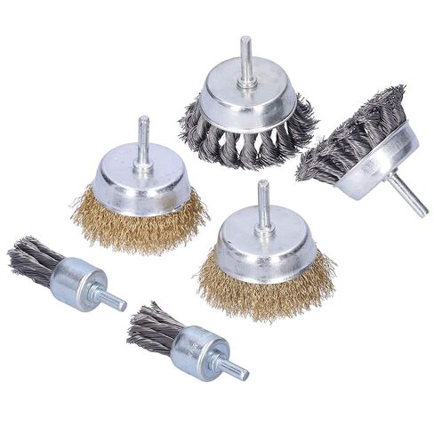 6Pcs Heavy Duty Twisted Steel Wire Brush Set for Rust Removal Paint Stripping and Metal Deburring High Carbon Steel Wire Drill Brush Attachments for Grinding and Preparatio in Saudi Arabia