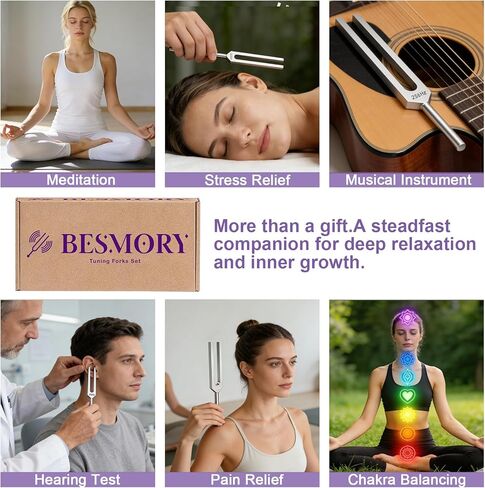 شوكة ضبط للشفاء (128 هرتز، 136 هرتز، 256 هرتز، 384 هرتز)، أدوات شفاء الصوت مع مطرقة ومنشط حامل، شوكة ضبط للتأمل واليوجا وموازنة الشاكرا والاسترخاء العميق in Kuwait