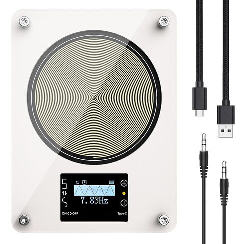 Rechargeable Schumann Resonance Generator, Adjustable Signal Generator with Timer and Type-C Charging Cable, Suitable for improving Sleep, Stress Reduction, Yoga and Meditation | White in Saudi Arabia