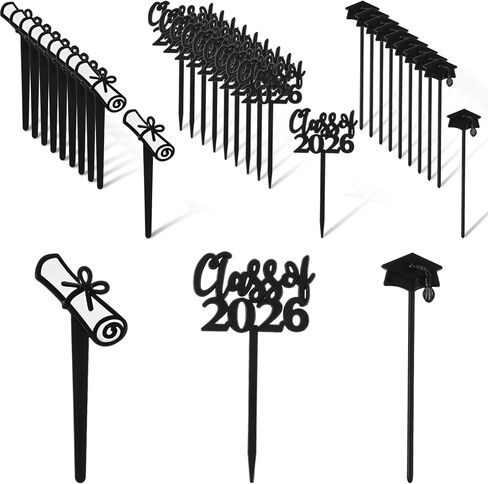 Boao 90 Pieces Class of 2025 Theme Graduation Cake Topper Plastic Cupcake Picks Graduation Cupcake Decorations for Party Supplies and Favors, 3 Styles(Pink) in Saudi Arabia
