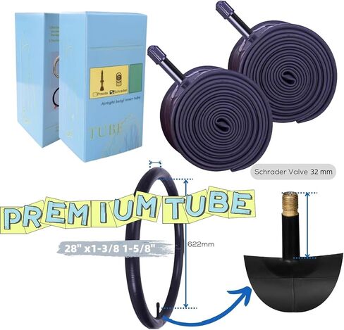 28" x 1 5/8" x 1 3/8" bike tube Bike 28" x1-3/8" 1-5/8" Bicycle Inner Tube Tire Tube 700x35/38/40/43c Size, Rubber Construction for 700c Road and Hybrid Bikes in Saudi Arabia