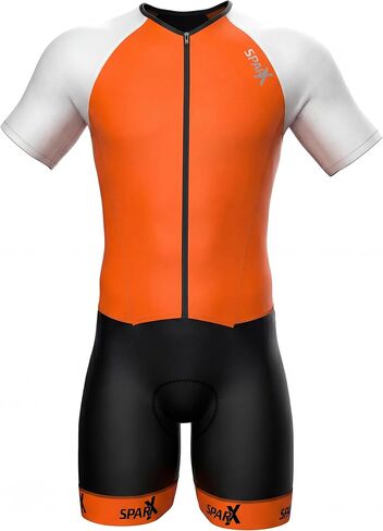 Sparx Mens Elite Aerosuit Triathlon Suit Mens Short Sleeve Tri Suit Skinsuit (Orange, M) in Kuwait