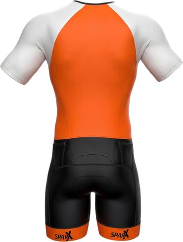 Sparx Mens Elite Aerosuit Triathlon Suit Mens Short Sleeve Tri Suit Skinsuit (Orange, M) in Kuwait