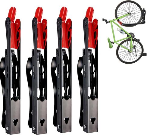 رف الدراجة الدوار من Wallmaster BIKEPAL، شماعة تخزين عمودية للدراجة مثبتة على الحائط، موفرة للمساحة للمنزل والمرآب، 4 عبوات in Kuwait