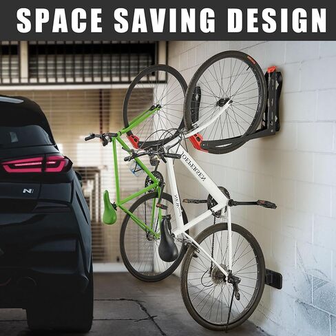 رف الدراجة الدوار من Wallmaster BIKEPAL، شماعة تخزين عمودية للدراجة مثبتة على الحائط، موفرة للمساحة للمنزل والمرآب، 4 عبوات in Kuwait