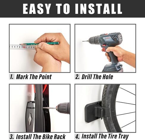 رف الدراجة الدوار من Wallmaster BIKEPAL، شماعة تخزين عمودية للدراجة مثبتة على الحائط، موفرة للمساحة للمنزل والمرآب، 4 عبوات in Kuwait
