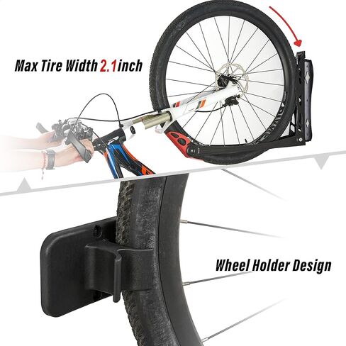 رف الدراجة الدوار من Wallmaster BIKEPAL، شماعة تخزين عمودية للدراجة مثبتة على الحائط، موفرة للمساحة للمنزل والمرآب، 4 عبوات in Kuwait
