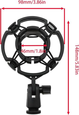 Universal Microphone Shock Mount for 42-46mm Mics, Professional Anti-Vibration Holder with 3/8" or M16 Thread, Compatible with Studio Condenser Microphone for Recording, Podcasting, Streaming in Kuwait
