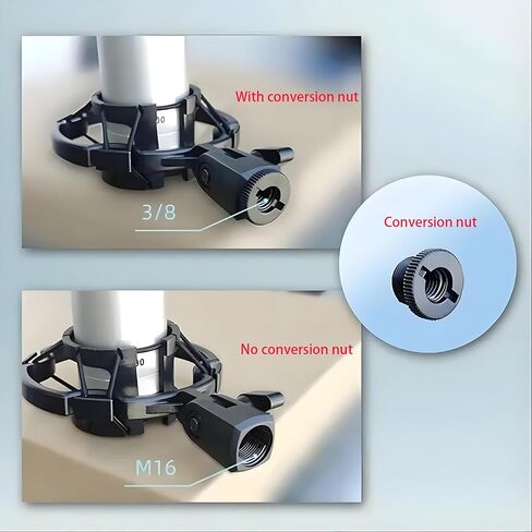 Universal Microphone Shock Mount for 42-46mm Mics, Professional Anti-Vibration Holder with 3/8" or M16 Thread, Compatible with Studio Condenser Microphone for Recording, Podcasting, Streaming in Kuwait