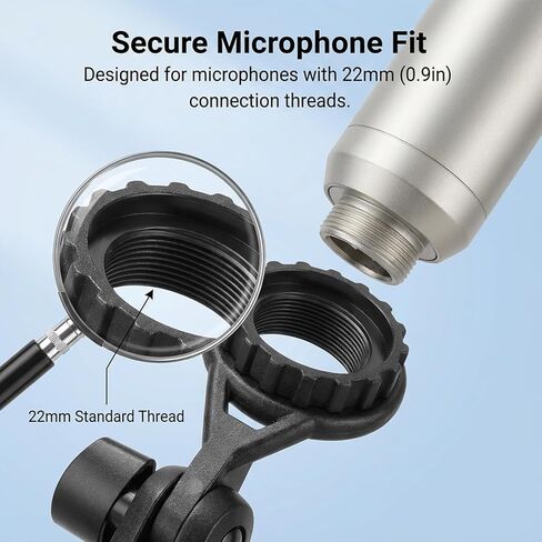 Microphone Holder for Mic Stand Condenser Mic Shock Mount Standard Interface Thread Compatible with Stand Devices with 3/8 Conversion for 0.9-Inch Shockproof Microphone Stands in Saudi Arabia