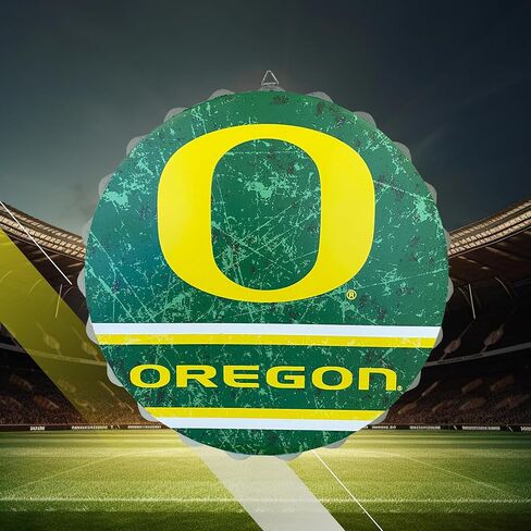 لافتة حائط بغطاء زجاجة معدنية من FOCO Oregon Ducks مقاس 13 بوصة NCAA، 13 بوصة - طراز عتيق متعثر، مرخصة رسميًا in Saudi Arabia