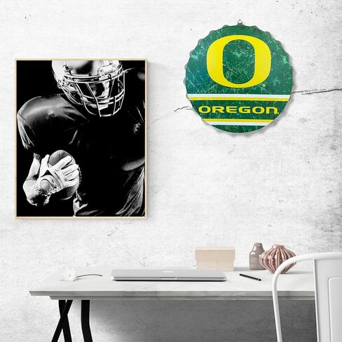 لافتة حائط بغطاء زجاجة معدنية من FOCO Oregon Ducks مقاس 13 بوصة NCAA، 13 بوصة - طراز عتيق متعثر، مرخصة رسميًا in Saudi Arabia