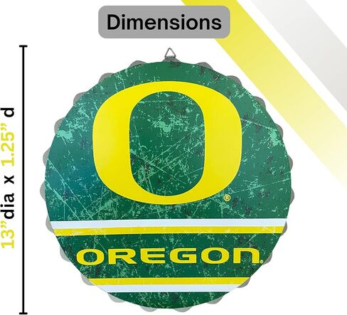 لافتة حائط بغطاء زجاجة معدنية من FOCO Oregon Ducks مقاس 13 بوصة NCAA، 13 بوصة - طراز عتيق متعثر، مرخصة رسميًا in Saudi Arabia