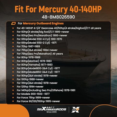 maxpeedingrods 4 شفرات 13 × 17 مروحة قارب من الألومنيوم لمحركات الزئبق 40 50 60 65 70 75 80 90 100 115 125 140HP 15 أسنان خددية، RH، الأجزاء رقم # 48-8M8026590 in Kuwait