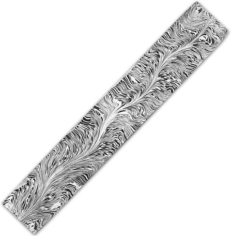 Nesmo 521 Damascus Steel Blank Billet Snack Feather Patern Bar Stock for knife making Hand Forged 12 Inches, Gray in Saudi Arabia