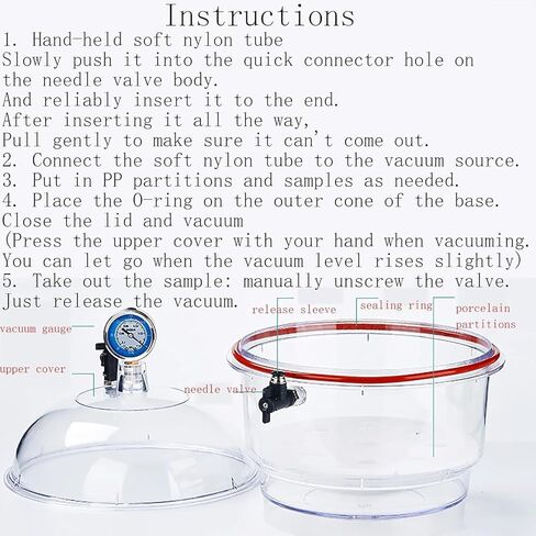COYEUX PC Vacuum Desiccator, 150mm Lab Dryer Jar, with Double Vacuum Valve & Pressure Gauge, Silicone Seal, for Enhanced Durability in Kuwait