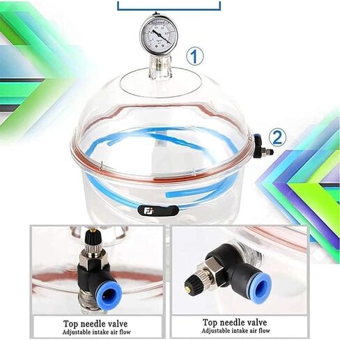 COYEUX Polycarbonate Vacuum Desiccator, 150mm Lab Vacuum Desiccator, with Air Meter and Double Valve, for Research Vacuum Drying Storage in Kuwait
