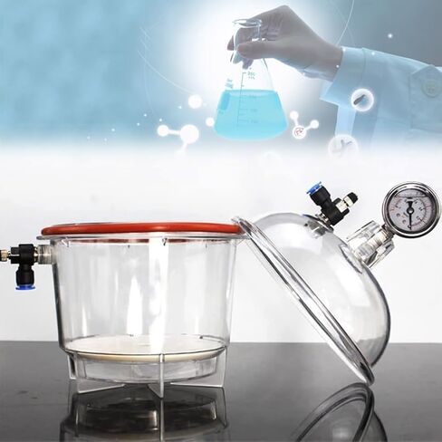 COYEUX Polycarbonate Vacuum Desiccator, 150mm Lab Vacuum Desiccator, with Air Meter and Double Valve, for Research Vacuum Drying Storage in Kuwait