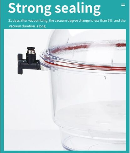 COYEUX Vacuum Desiccator, 250MM Acrylic Lab Dryer Jar, with Double Valves, Pressure Gauge, Polycarbonate Plastic Sealed Jar, for Vacuum Drying and Storage in Kuwait