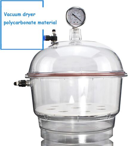 COYEUX Vacuum Desiccator, 250MM Acrylic Lab Dryer Jar, with Double Valves, Pressure Gauge, Polycarbonate Plastic Sealed Jar, for Vacuum Drying and Storage in Kuwait